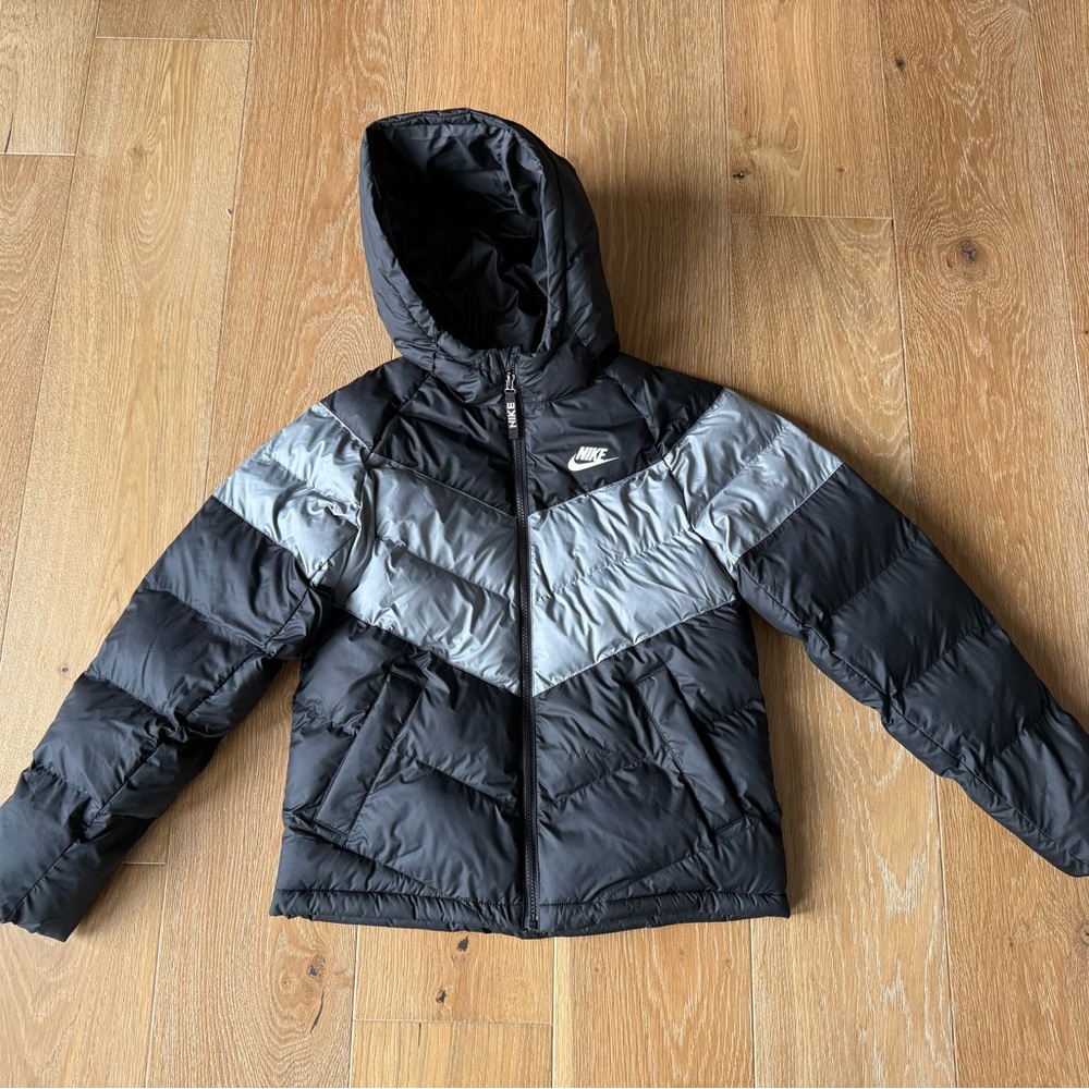 Nike Kids Black and Gray Puffer Jacket